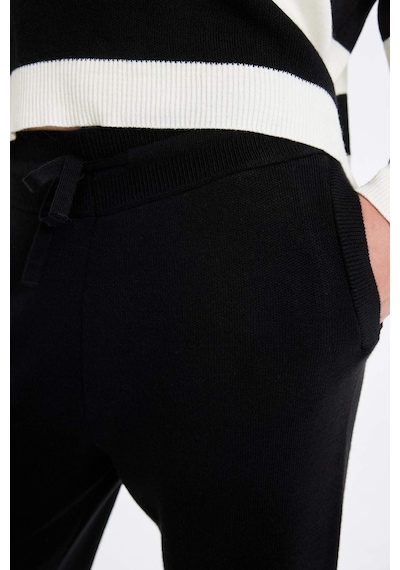 Defacto Jogger Triko Pantolon Cepli Basic Düz Beli Lastik Bağcıklı R1701AZ24WNBK27 Siyah