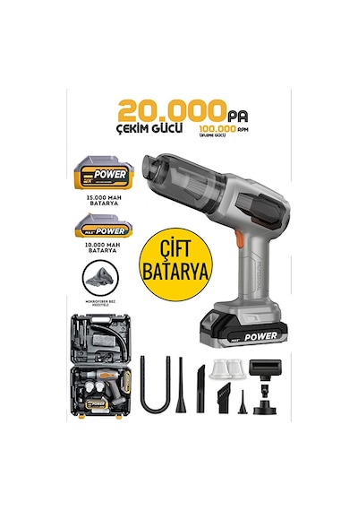 Çift Bataryalı 25000mah Batarya 20.000pa Güçlü Vakumlu Çantalı Ar
