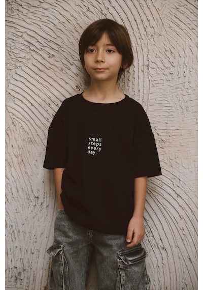 Oh La La Koala Siyah Bisiklet Yaka Oversize T-shirt Bebek - Çocuk SIYAH