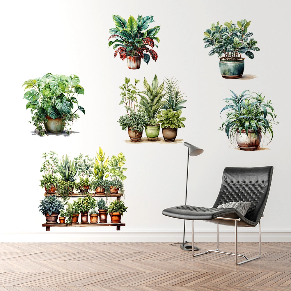 6 Li Sticker Saksılı Çiçek Modelleri 4741 Akçaağaç