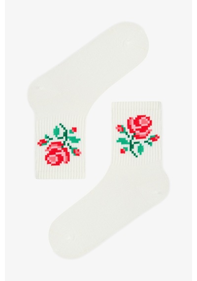 Penti Beyaz - Multi Pixel Rose 2'li Soket Çorap
