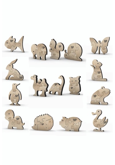 Masif Ahşap Puzzle Çocuklar İçin Boyanabilir Ördek Boya Setli