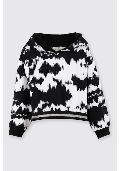 Panço Kız Çocuk Desenli Kapüşonlu Siyah Sweatshirt