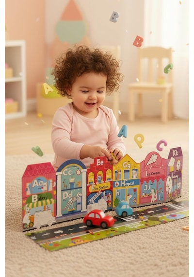 Abc Town Multi Activity Set, Wipe Clean Foldable Book And Puzzle, Yol Ve Alfabe Puzzle Kitap Se Standart