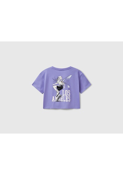 United Colors Of Benetton Benetton Kız Çocuk Arkası Baskılı Yama Cepli T-shirt Mor
