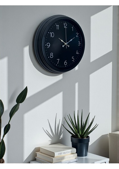 Classic Black Zarif 40 Cm Metal Duvar Saati Siyah Çerçeve