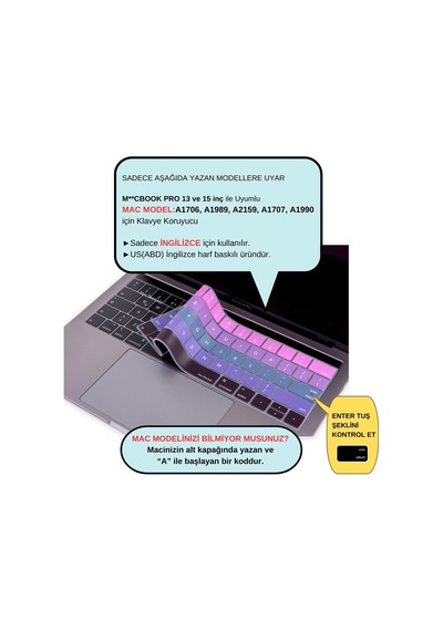 Us İngilizce Klavye Koruyucu Macbook Pro 13 15 Touch Bar Uyumlu A1706 A1989 A2159 A1707 A1990 Amerikan Düz Enter Ansı Silikon Keyboard Cover Pembe Mavi 32441410