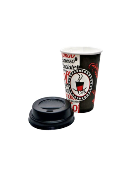 8 oz Siyah Beyaz Kapaklı Americano Kahve Bardak 250 ml 100 Adet