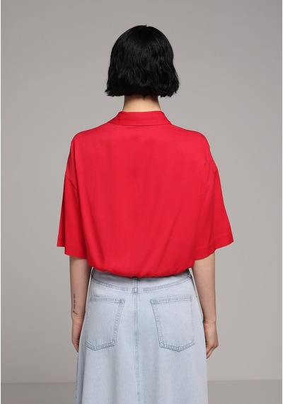 Colin's Colins Fashion Fit Shirt Neck Düz Kadın Kirmizi Kısa Kol Gömlek Cl1080562 Q1.v1 Red Kırmızı