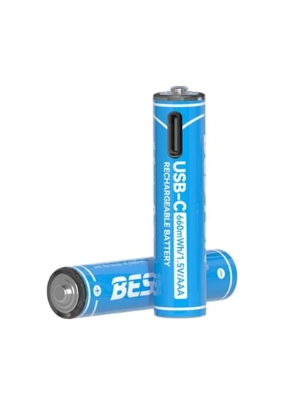 Aaa Şarj Edilebilir 2'li 1.5v Usb-c İnce Pil Renkli