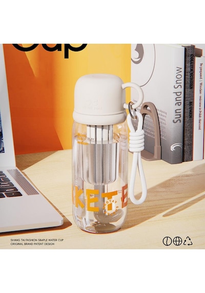 Shotay Cup Cover Su Matarası Tritan Beyaz 800ml Beyaz