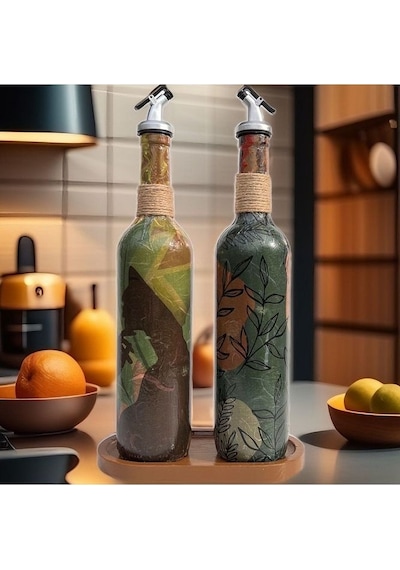 Modern Tasarımlı Kadın Desenli Renkli 750 Ml Zeytinyağı Sıvıyağ Ş