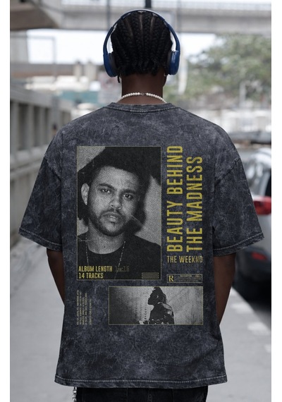 Tasarım The Weeknd Madness Rapper Şarkıcı Sırt Baskılı Unisex Ove Siyah