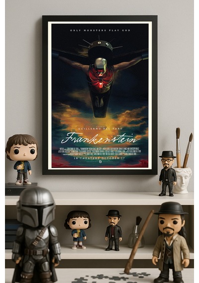 Frankenstein Siyah Ahşap Çerçeveli Poster, Film Duvar Tablosu
