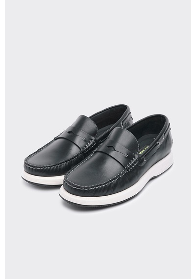 Derinet Hakiki Deri Erkek Loafer Ayakkabı Siyah Siyah