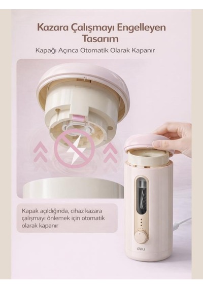 Va10 Bej Şarjlı Otomatik Elektrikli Kalemtıraş 2000mah 5 Kademe Uç Ayarlı, 6.9-12mm Jumbo Uyumlu, Type-c, Geniş Hazneli