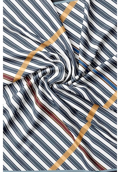 Vakko Twill İpek Eşarp - 41092 - Antrasit Ekru Antrasit Ekru