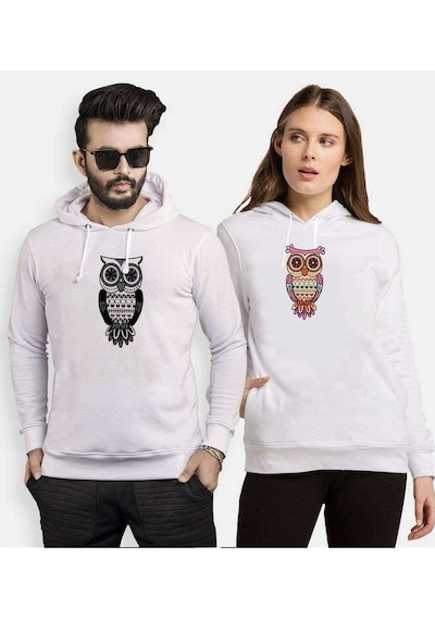 Tshirthane Owl Baykuş Sevgili Kombinleri Kapüşonlu Kombini (528222337)