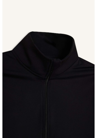 DeFactoFit Slim Fit Dar Kesim Fermuarlı Dik Yaka Sporcu Uzun Kollu Tişört W0343AZ25SPBK81
