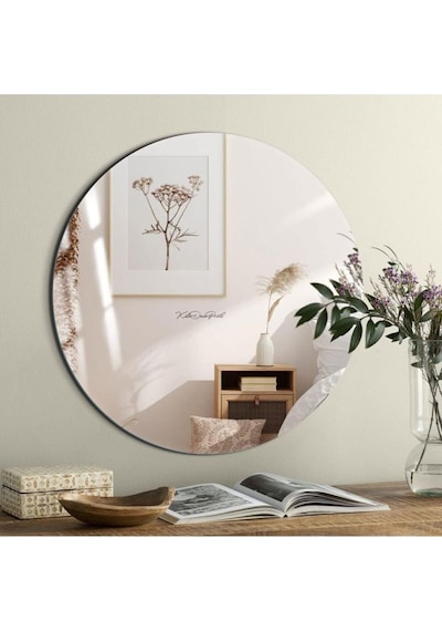 Yuvarlak Ayna, Dekoratif Ayna, Konsol Aynası, Hol Aynası, Dresuar Aynası 60cm Çap 60 X 60 Gümüş