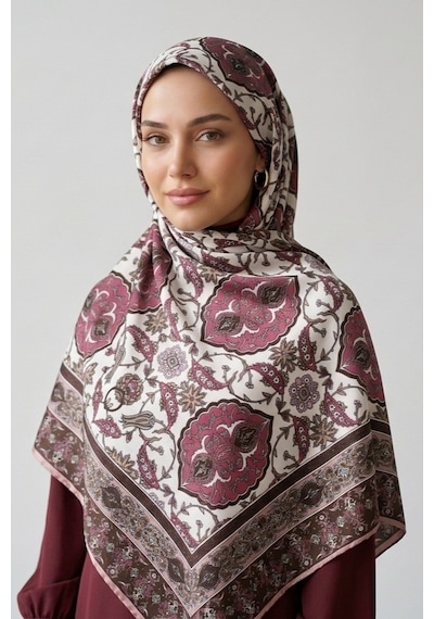 İpekçe Eşarp İp Rayon 100 100 Desenli - Pembe Pembe - Çok Renkli