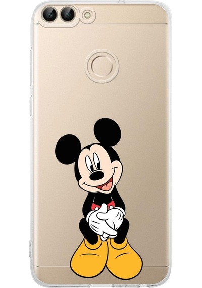 Huawei P Smart Kamera Korumalı Kapak Mickey Mouse Tasarımlı Şeffaf Kılıf Şeffaf