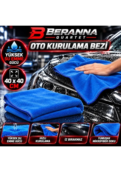 Oto Kurulama Bezi 40x40 Microfiber Kalın Dokulu Mavi
