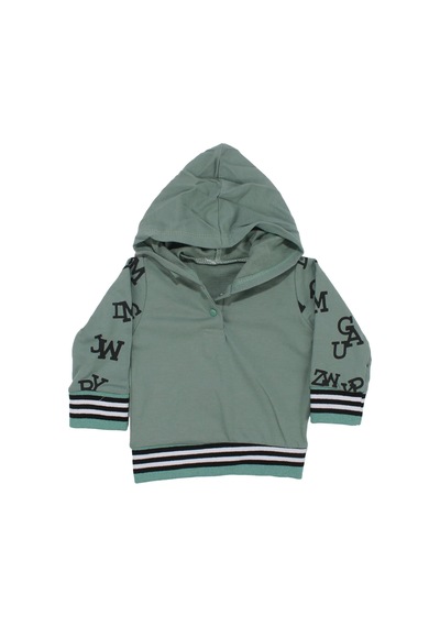 Bebegen Erkek Bebek Füme Yeşil Şişme Yelekli Harf Baskılı Badili 3'lü Takım Çok Renkli