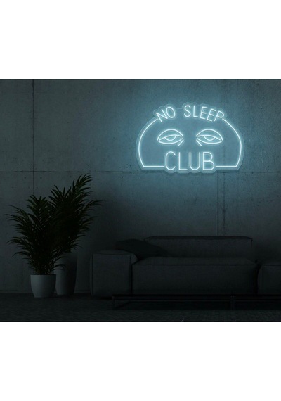 No Sleep Club Yazılı Ve Şekilli Neon Tabela Turkuaz