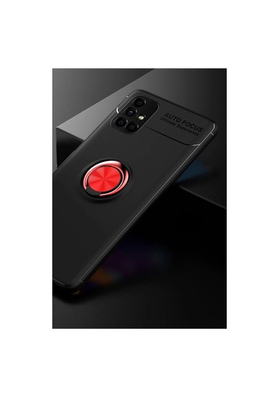 Samsung Galaxy Uyumlu M51 Kılıf Range Yüzüklü Silikon - Siyah-kırmızı Çok Renkli Diğer