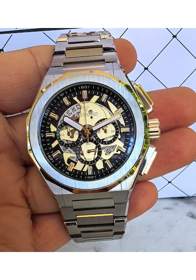 Raymond Premium Çelik Erkek Kol Saati Altın - Gümüş
