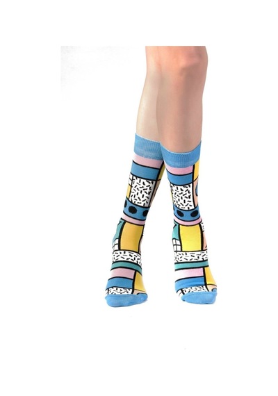 Ozzy Socks Geo Desenli Çorap Renkli Açık Mavi