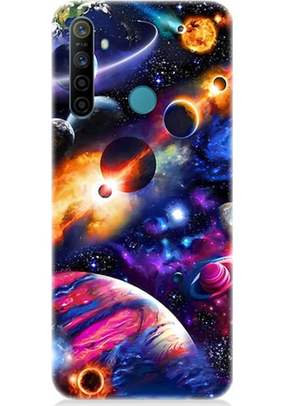 Realme 6i Uyumlu Silikon Kılıf Uzayda Gezegenler Ve Galaksiler