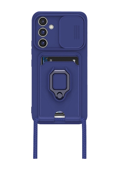 Samsung Galaxy Uyumlu S23 Fe Kılıf Zuma Kartvizitli Yüzüklü Silikon - Lacivert İtdark36095