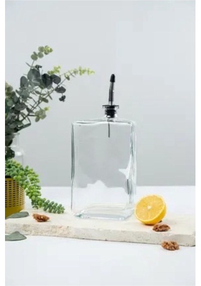 Qerhome Özel 500 Ml Kare Tasarım Cam Yağdanlık Yağlık Şişesi Sızdırmaz Cam Şişe Mutfak Yağlık Sirkelik Sosluk Şeffaf