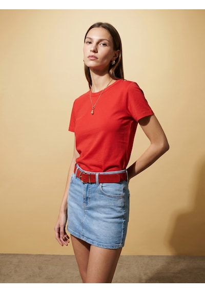 Dilvin 32779 Bisiklet Yaka T-shirt-kırmızı