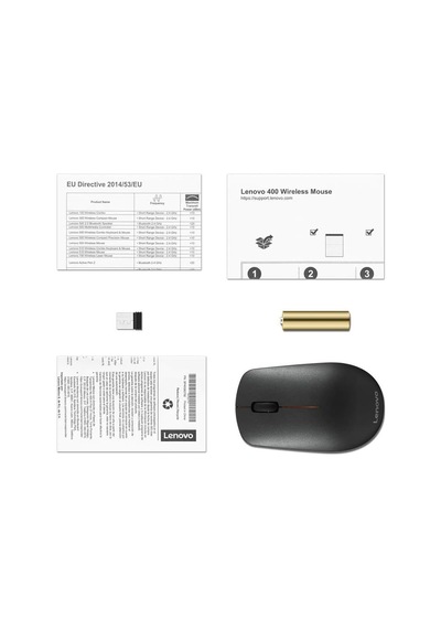 Lenovo 400 Wireless Mouse, Kablosuz Fare, 2,4 Ghz, 1200 Dpi, Siya