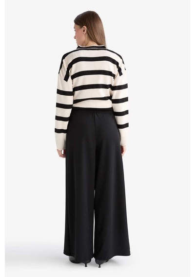 Defacto Wide Leg Krep Pantolon G1467ax25aubk81 Siyah