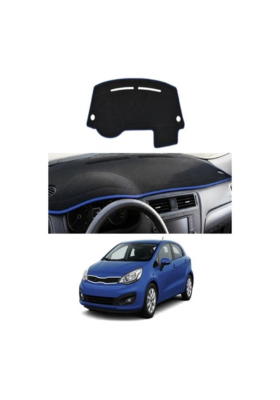 Kia - Rio 2012-2018 Uyumlu Torpido Koruma Kılıfı - Mavi Şeritli