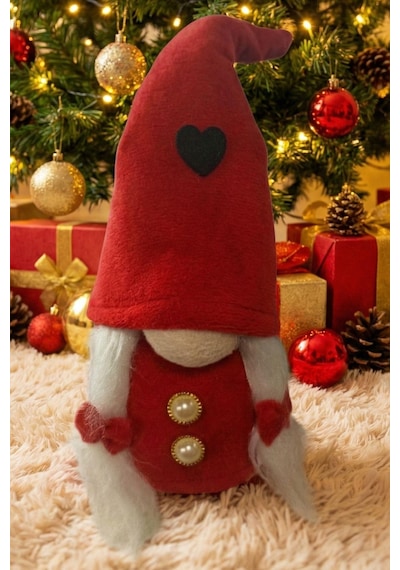 Yılbaşı Süsü Noel Elf Cüce Figür 30cm Dekoratif Peluş Biblo 30 CM