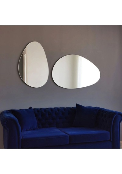 Asimetrik Ayna, Dekoratif Ayna, 90x60, Konsol Aynası, Dresuar Aynası, Tuvalet Aynası 90 X 60 Gümüş
