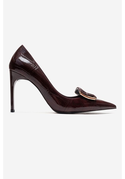 Luvishoes Guernı Bordo Baskı Kadın Topuklu Ayakkabı Bordo