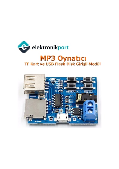 Elektronikport-Mp3 Oynatıcı Tf Kart Ve Usb Flash Disk Girişli Modül (Mp3 Formatı
