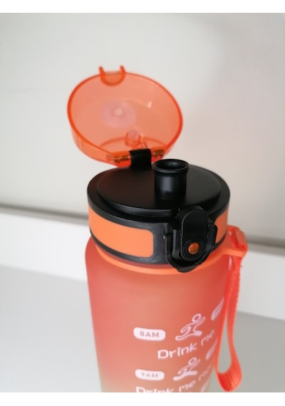Shop-Set 1000 Ml Tritan Motivasyonlu Su Matarası (Turuncu - Neon