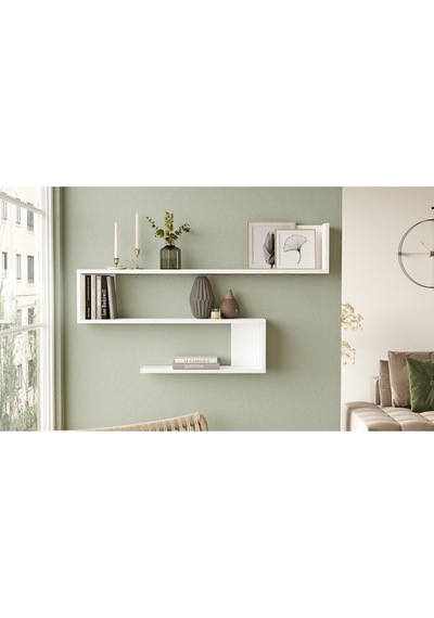 Wall R10 Modern Duvar Rafı Kitaplık Wal10-w Beyaz