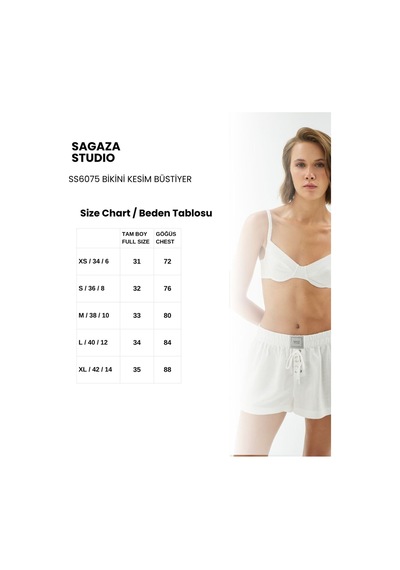 Sagaza Studio Ss6075 Lastikli Keten Büstiyer BEYAZ