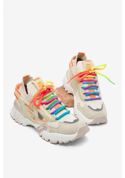 Tonny Black Rahat Kalıp Renkli Lastik Boğazlı Bağcıklı Sneaker Kadın Bej Sneaker Tbtdyz1903