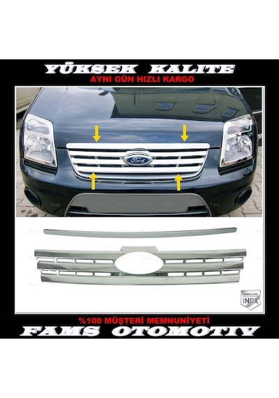 Ford Connect Krom Ön Panjur+Kaput Çıtası 2 Prç. 2009-2014 P. Çelik Uyumlu