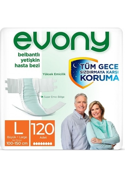 Evony Belbantlı Büyük Boy L 30'lu 4 Adet Hasta Bezi