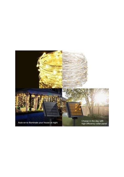 Solar Peri Led 20m 200 Led Gün Işığı - Led Işık Çok Renkli